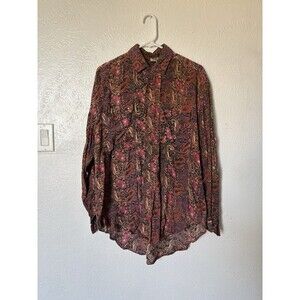 E London Vintage Multicolored Paisley Print Button Down Shirt Free Size